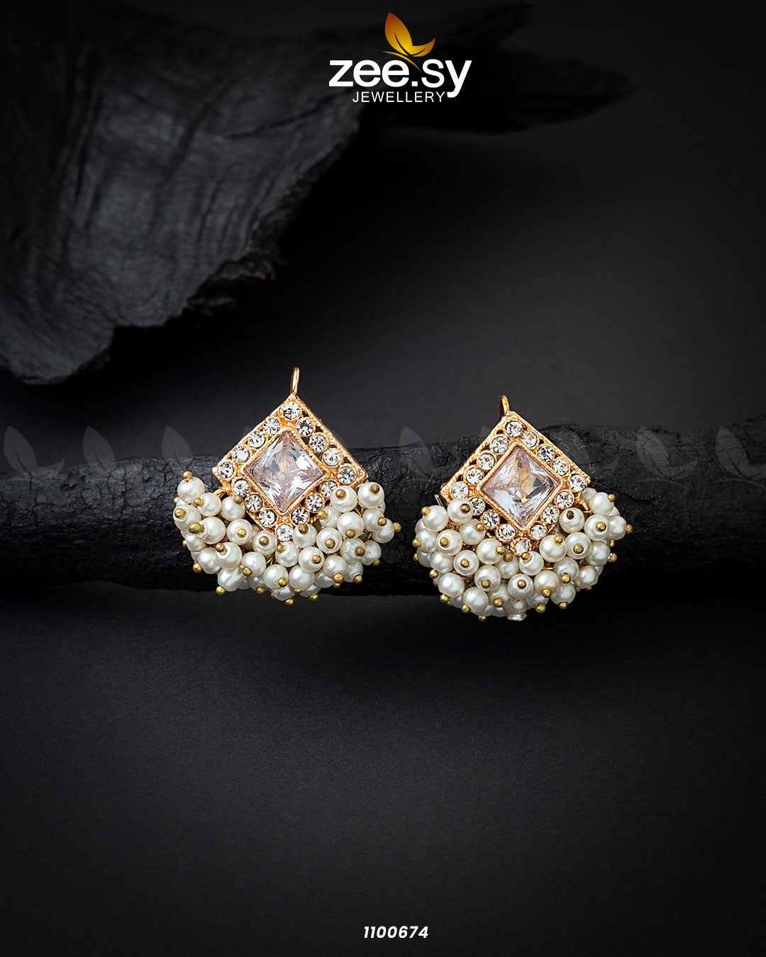 Nayab Silver & Diamond Earrings | Ornate Way Artificial Jewellery