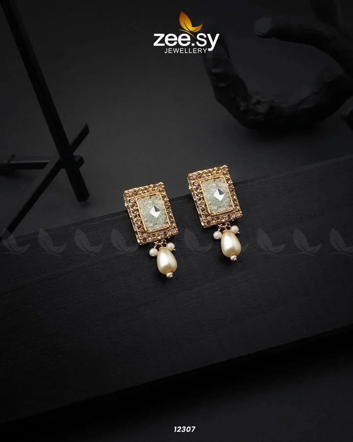 Cobble Crush Earrings White Earrings - Zeesy Jewellery Pakistan | Premium Artificial & Imitation Jewellery