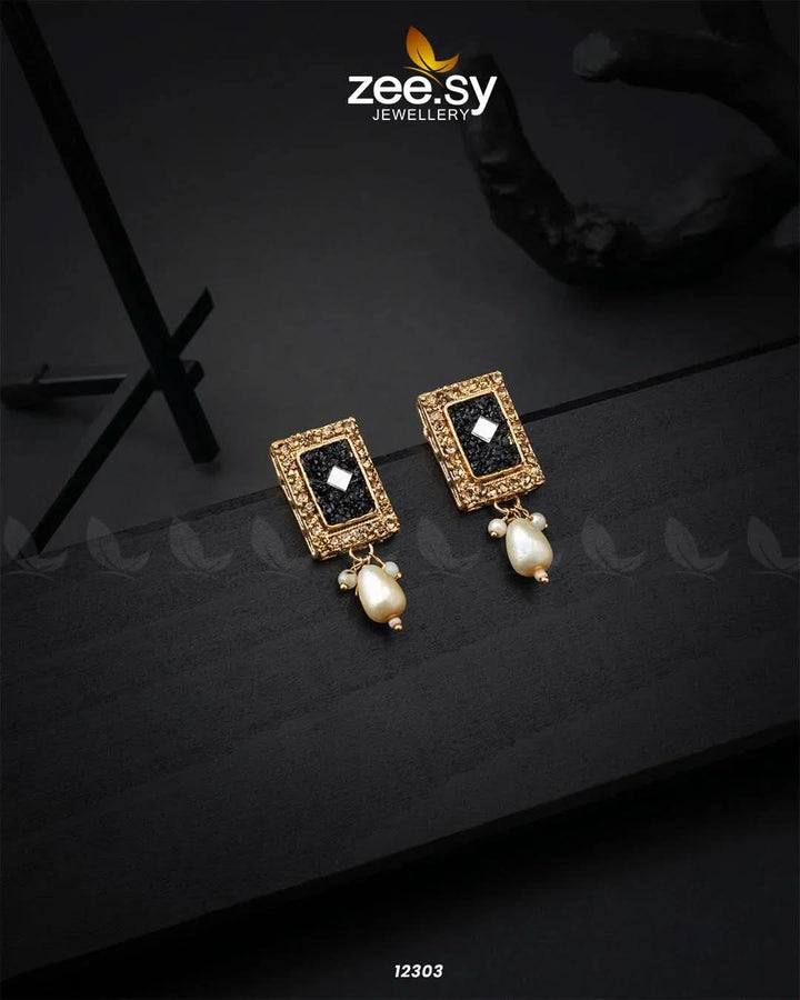Cobble Crush Earrings Black Earrings - Zeesy Jewellery Pakistan | Premium Artificial & Imitation Jewellery