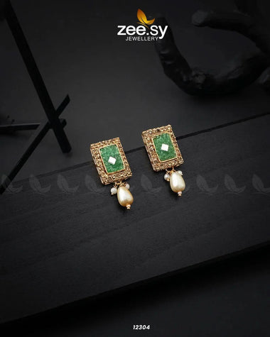 Cobble Crush Earrings Green Earrings - Zeesy Jewellery Pakistan | Premium Artificial & Imitation Jewellery