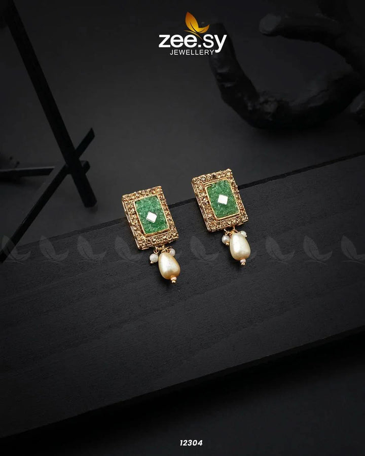 Cobble Crush Earrings Green Earrings - Zeesy Jewellery Pakistan | Premium Artificial & Imitation Jewellery
