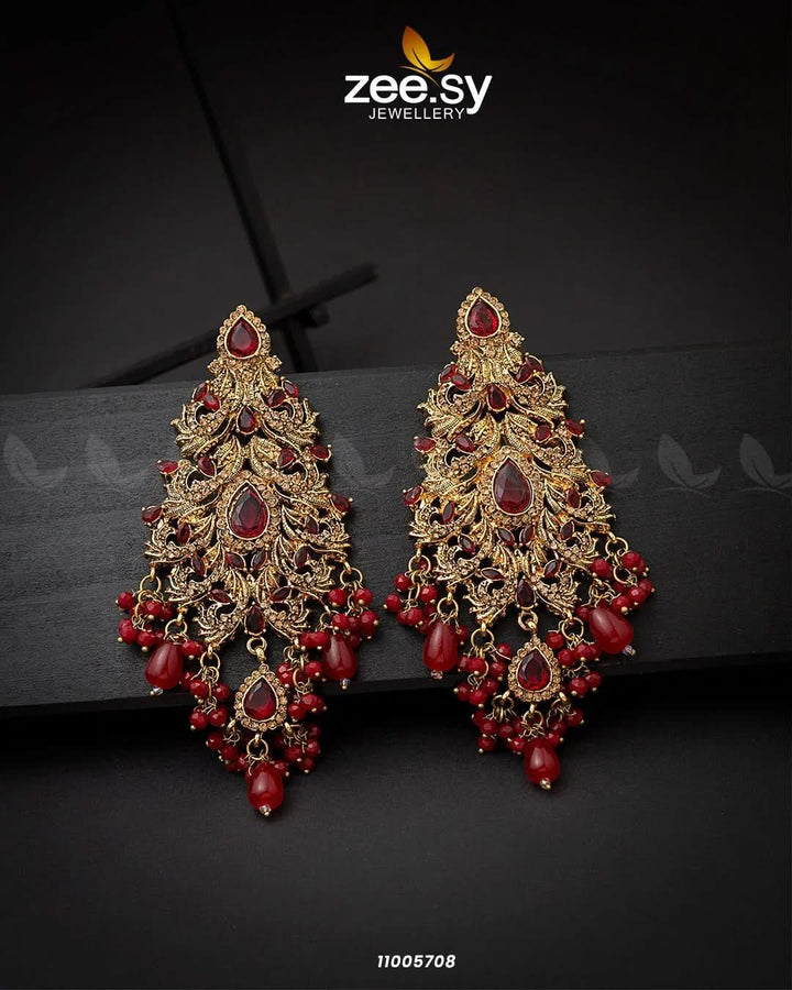 EARRINGS-0715 Red Earrings - Zeesy Jewellery Pakistan | Premium Artificial & Imitation Jewellery
