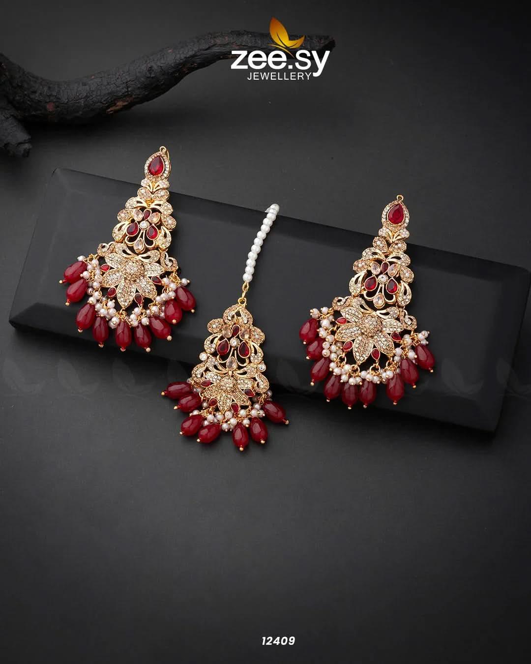 Sarah's Earrings Red Earrings - Zeesy Jewellery Pakistan | Premium Artificial & Imitation Jewellery