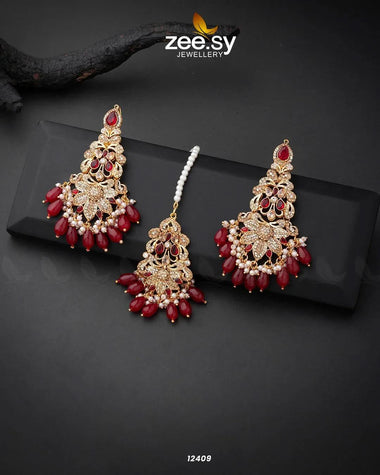 Sarah's Earrings Red Earrings - Zeesy Jewellery Pakistan | Premium Artificial & Imitation Jewellery