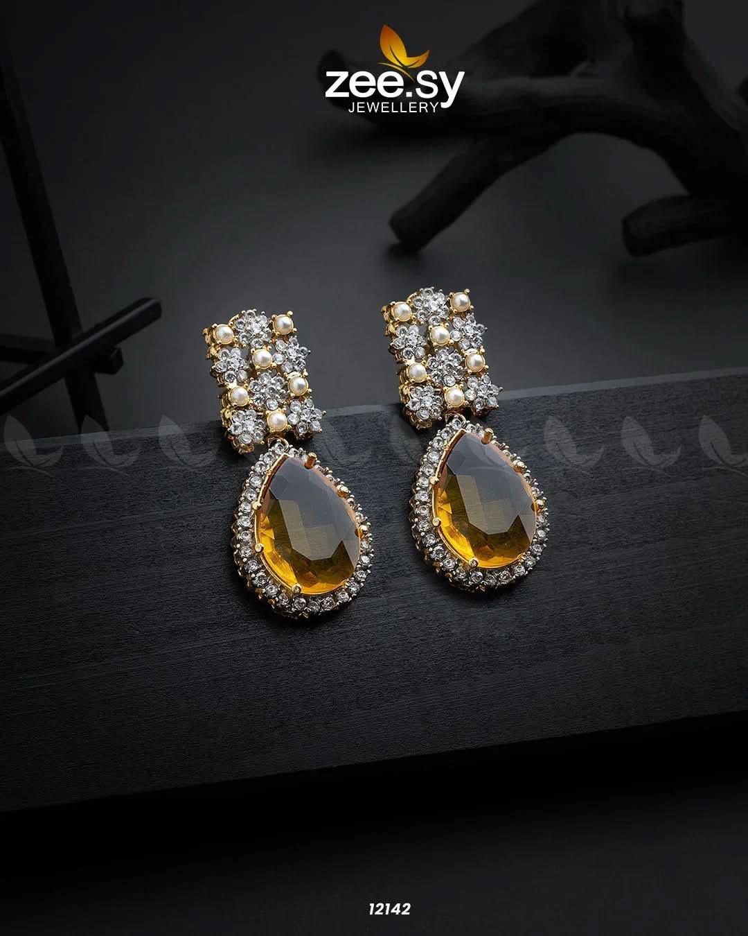 Amulet Earrings Yellow Earrings - Zeesy Jewellery Pakistan | Premium Artificial & Imitation Jewellery