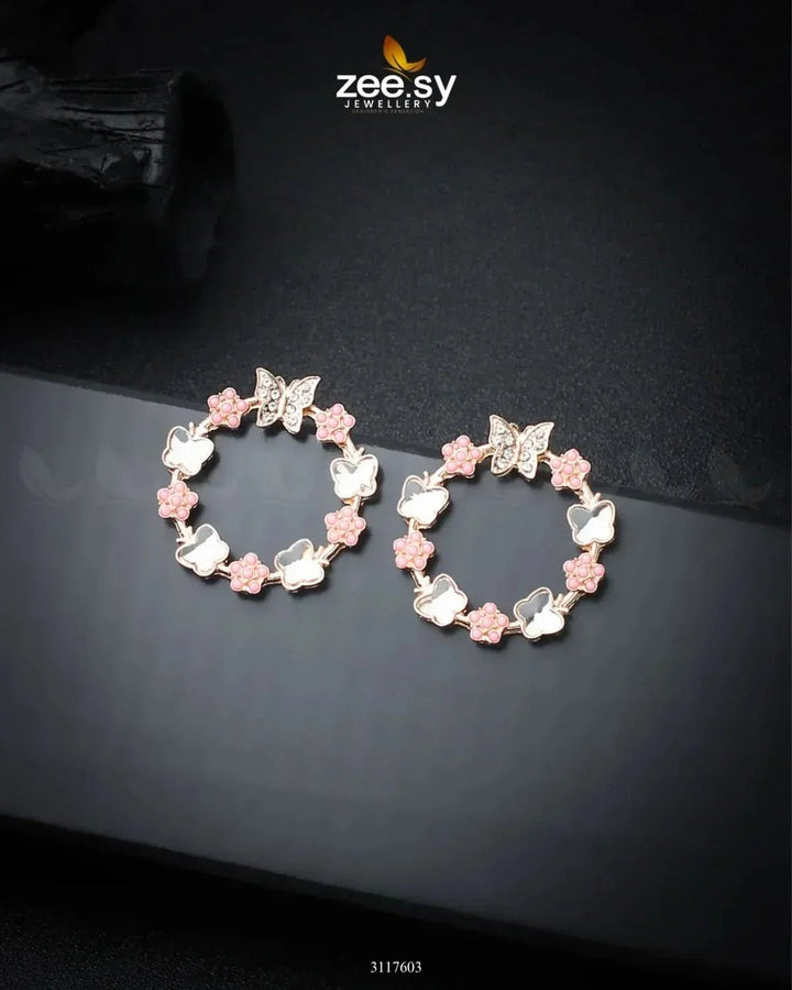 Butterfly Bush Earrings Pink Earrings - Zeesy Jewellery Pakistan | Premium Artificial & Imitation Jewellery