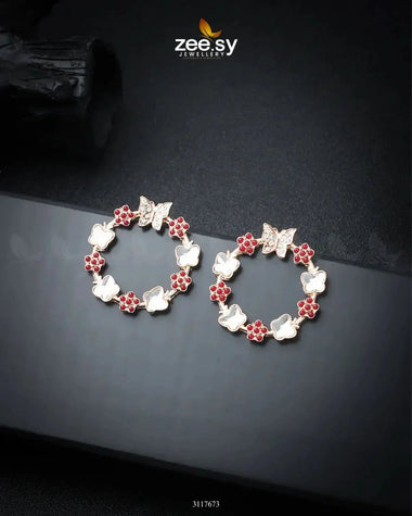 Butterfly Bush Earrings Mahroon Earrings - Zeesy Jewellery Pakistan | Premium Artificial & Imitation Jewellery