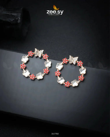Butterfly Bush Earrings Red Earrings - Zeesy Jewellery Pakistan | Premium Artificial & Imitation Jewellery