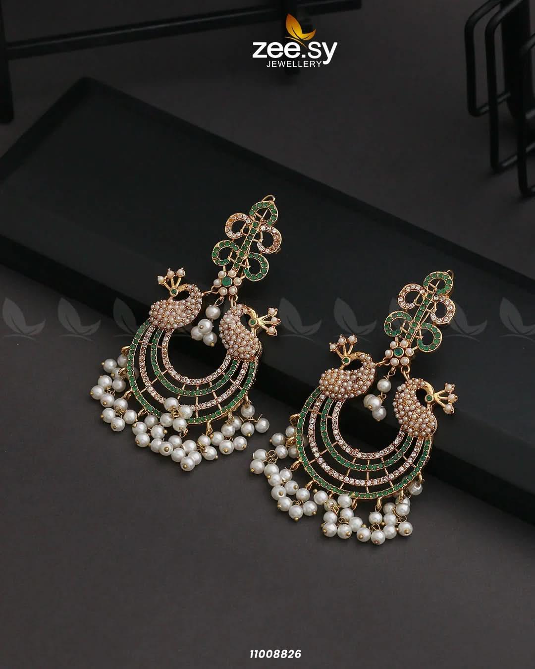 EARRINGS-0827 Green Earrings - Zeesy Jewellery Pakistan | Premium Artificial & Imitation Jewellery