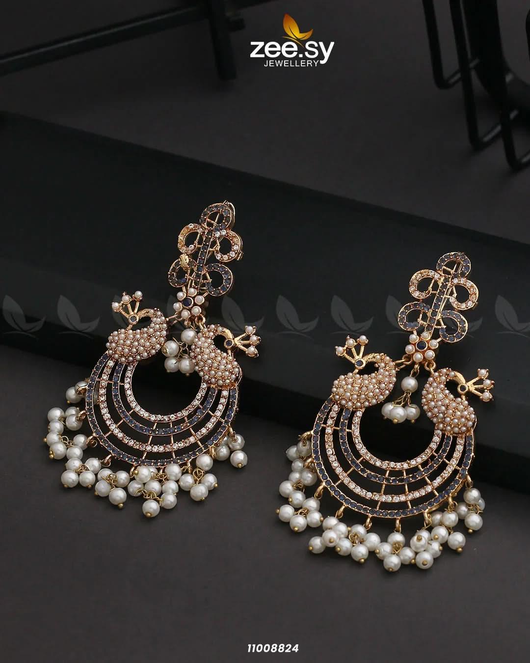 EARRINGS-0827 Blue Earrings - Zeesy Jewellery Pakistan | Premium Artificial & Imitation Jewellery