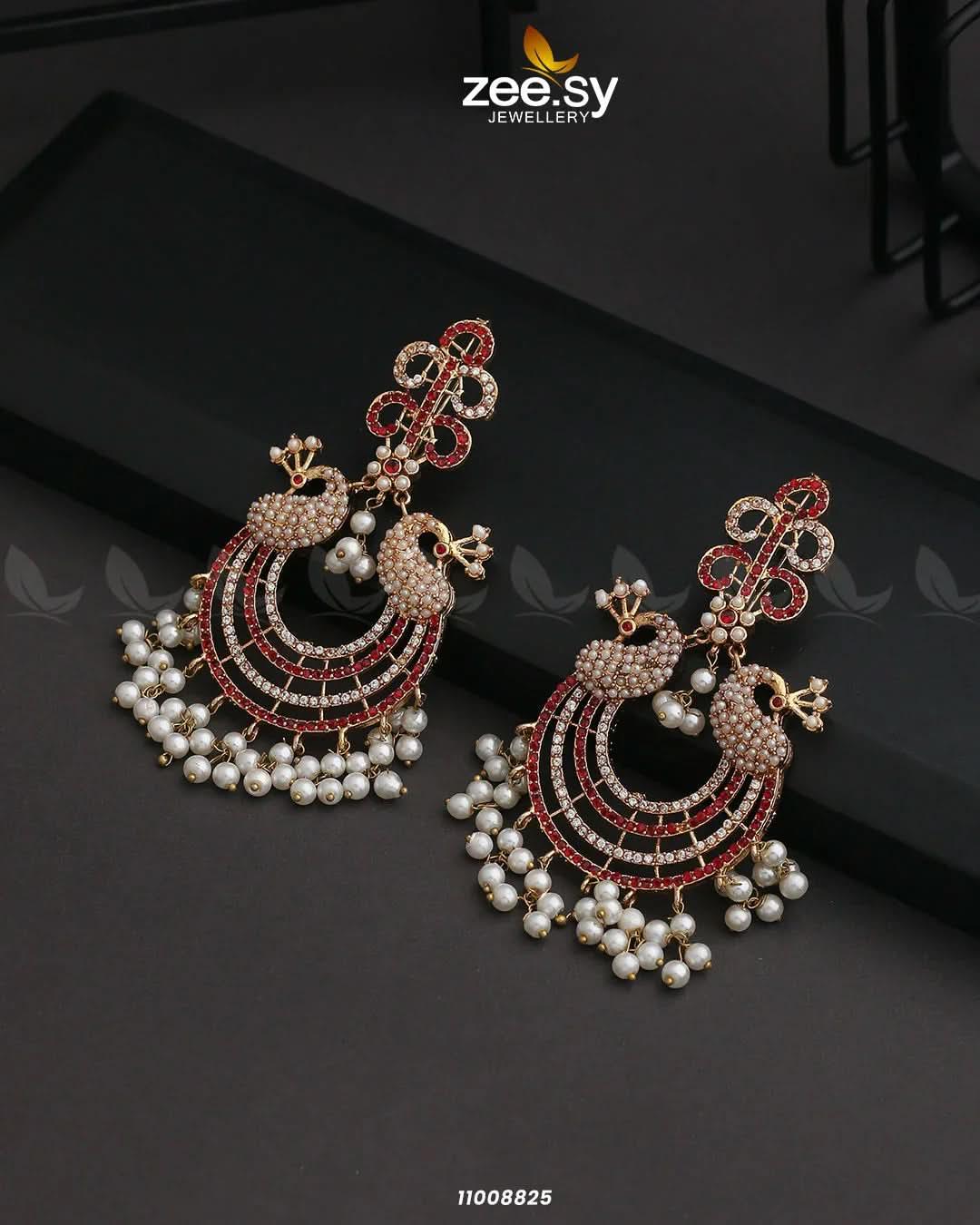 EARRINGS-0827 Red Earrings - Zeesy Jewellery Pakistan | Premium Artificial & Imitation Jewellery