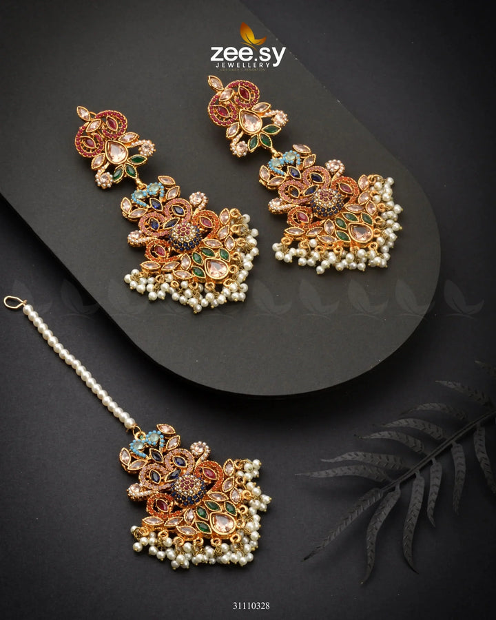 Liora Earrings Champagne Multi Earrings - Zeesy Jewellery Pakistan | Premium Artificial & Imitation Jewellery
