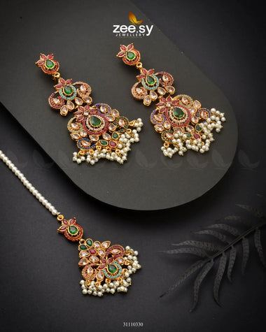 Sylva Earrings Green Multi Earrings - Zeesy Jewellery Pakistan | Premium Artificial & Imitation Jewellery