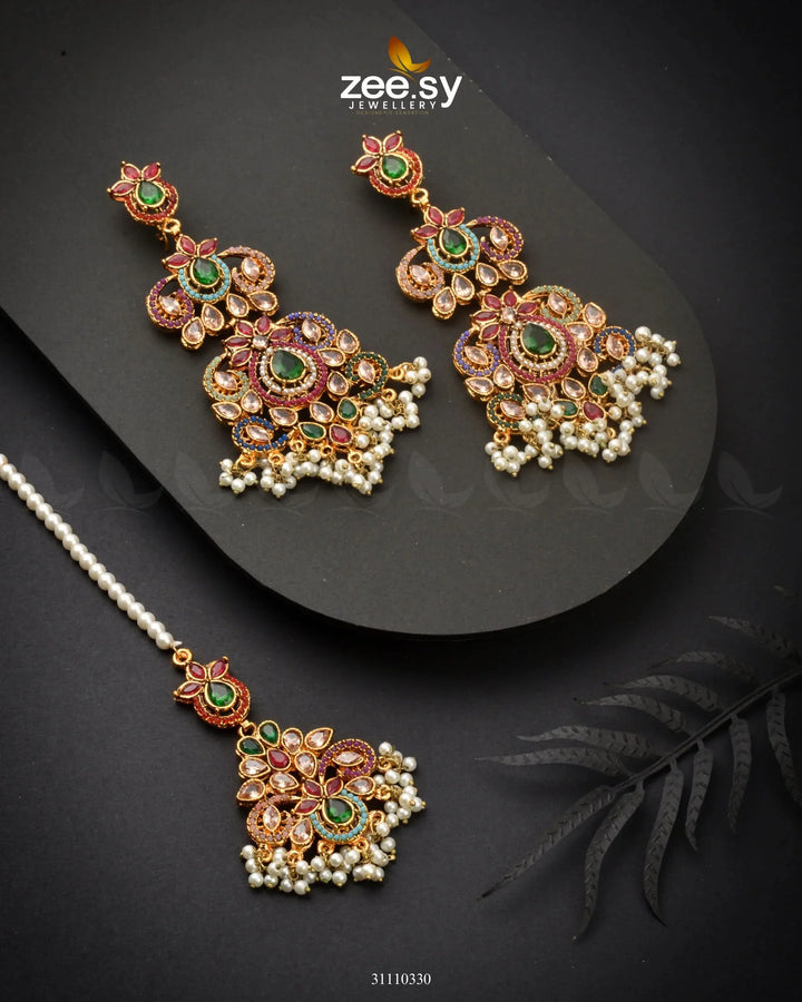 Sylva Earrings Green Multi Earrings - Zeesy Jewellery Pakistan | Premium Artificial & Imitation Jewellery