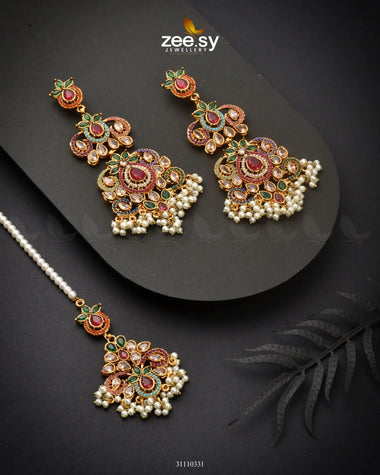 Sylva Earrings Red Multi Earrings - Zeesy Jewellery Pakistan | Premium Artificial & Imitation Jewellery