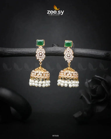 Bloom Jhumka Earrings Green Earrings - Zeesy Jewellery Pakistan | Premium Artificial & Imitation Jewellery
