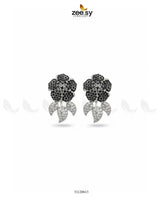 Dazzling Crystal Rose Drop Earrings Black Earrings - Zeesy Jewellery Pakistan | Premium Artificial & Imitation Jewellery
