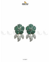 Dazzling Crystal Rose Drop Earrings Green Earrings - Zeesy Jewellery Pakistan | Premium Artificial & Imitation Jewellery
