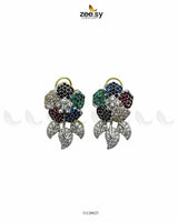Dazzling Crystal Rose Drop Earrings Multi Earrings - Zeesy Jewellery Pakistan | Premium Artificial & Imitation Jewellery