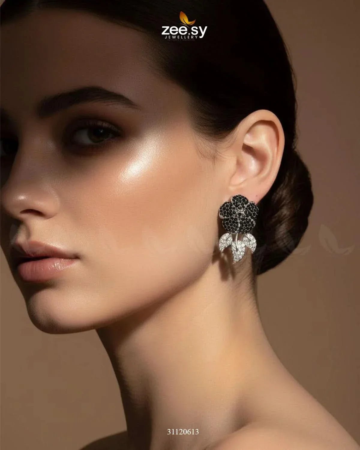 Dazzling Crystal Rose Drop Earrings Earrings - Zeesy Jewellery Pakistan | Premium Artificial & Imitation Jewellery