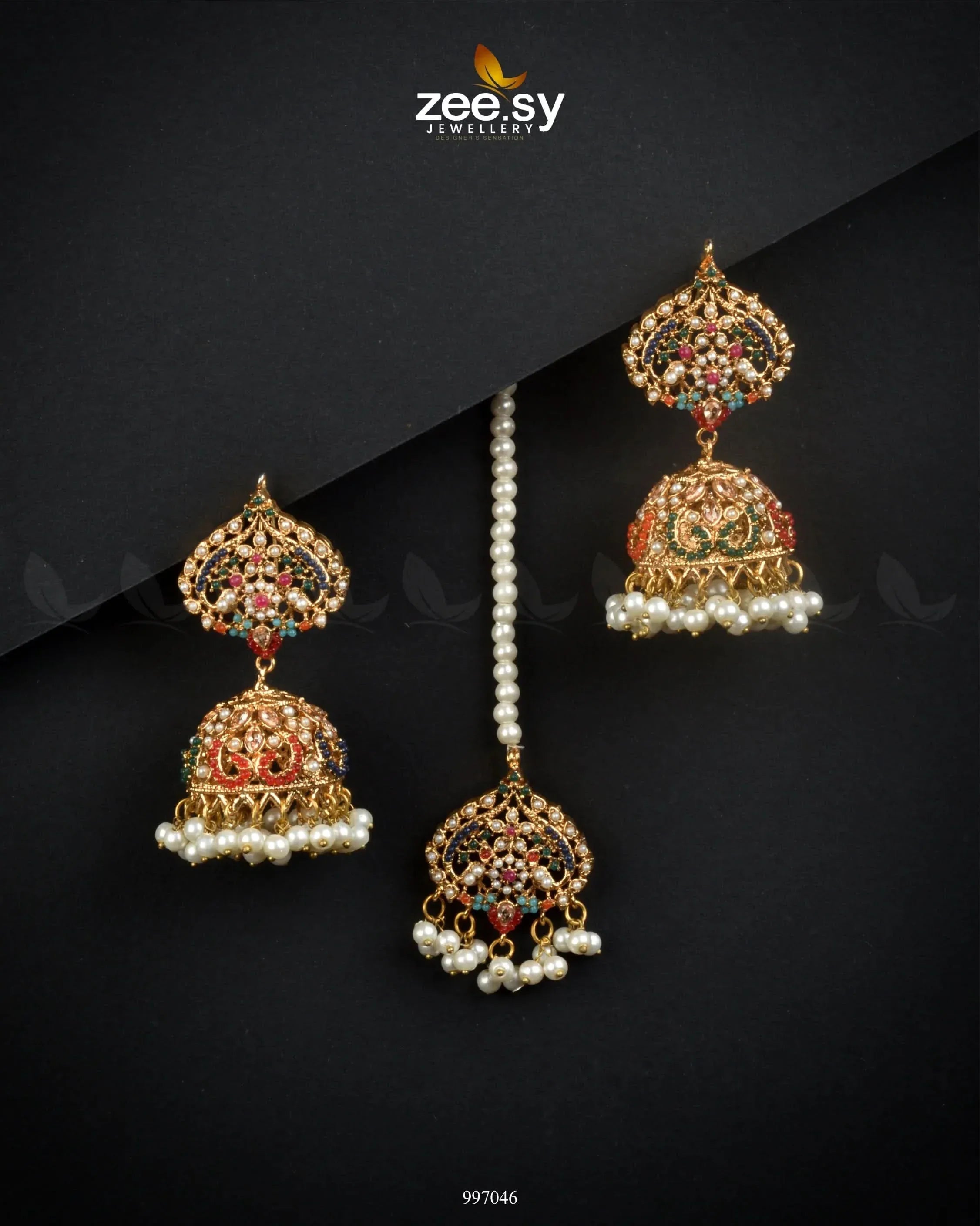 Heritage Jhumka Earrings Champagne Earrings - Zeesy Jewellery Pakistan | Premium Artificial & Imitation Jewellery