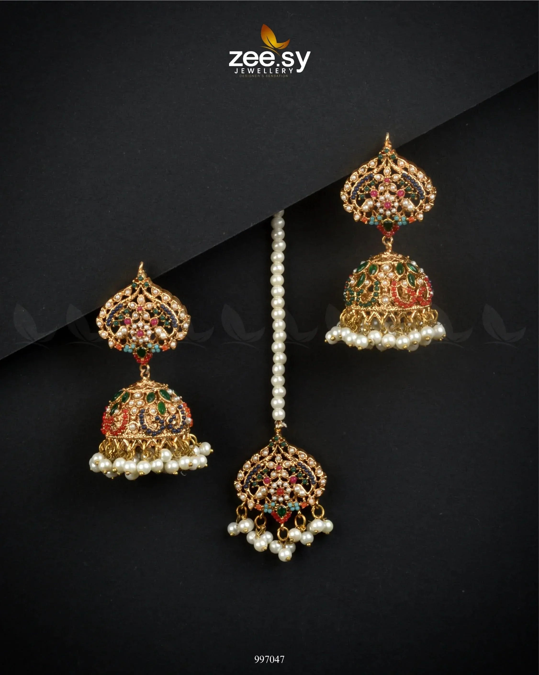 Heritage Jhumka Earrings Green Earrings - Zeesy Jewellery Pakistan | Premium Artificial & Imitation Jewellery