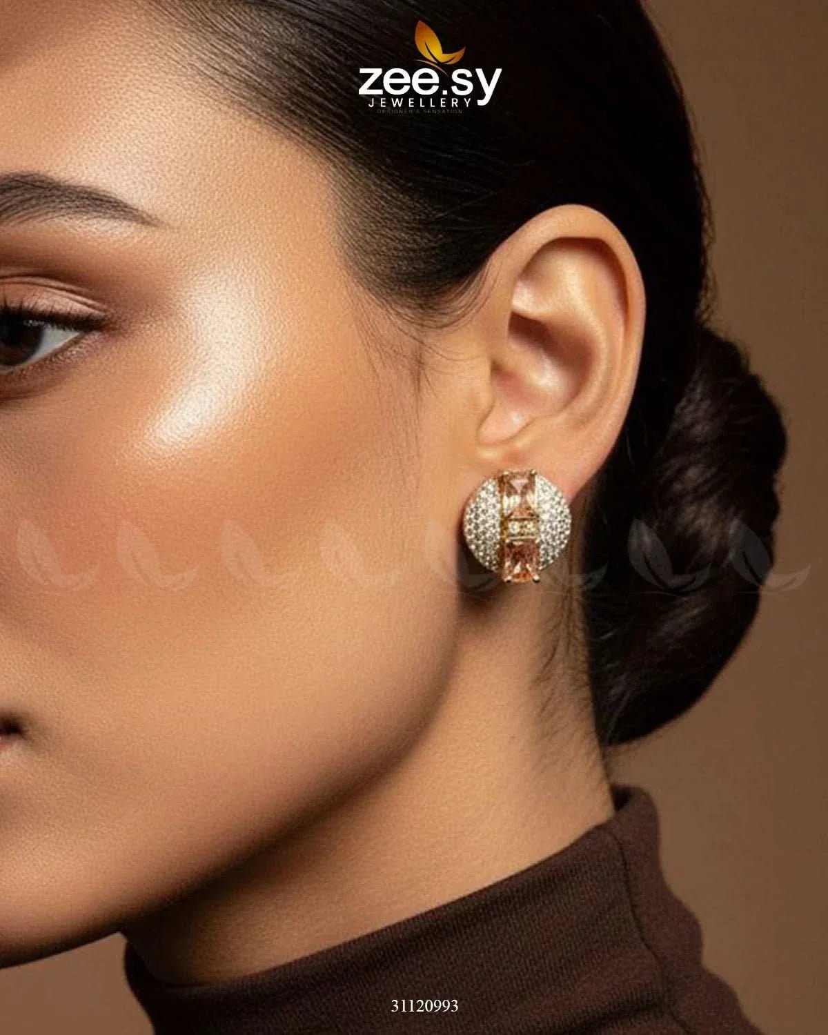 Modern Geometric Cluster Earrings Champagne Earrings - Zeesy Jewellery Pakistan | Premium Artificial & Imitation Jewellery