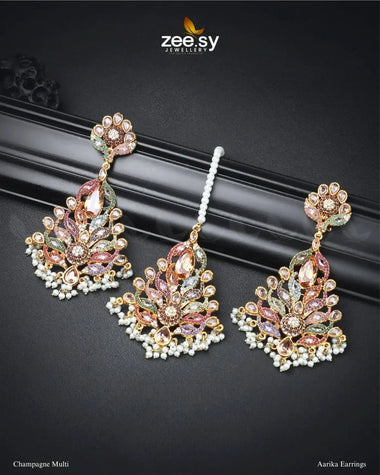 Aarika Earrings Champagne Multi Earrings - Zeesy Jewellery Pakistan | Premium Artificial & Imitation Jewellery
