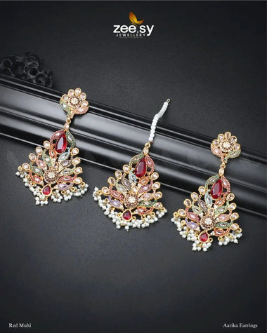 Aarika Earrings Red Multi Earrings - Zeesy Jewellery Pakistan | Premium Artificial & Imitation Jewellery