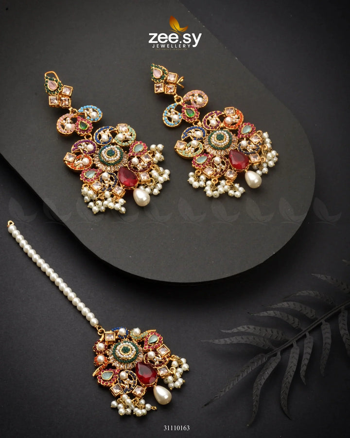 Vihana Earrings Red Multi Earrings - Zeesy Jewellery Pakistan | Premium Artificial & Imitation Jewellery