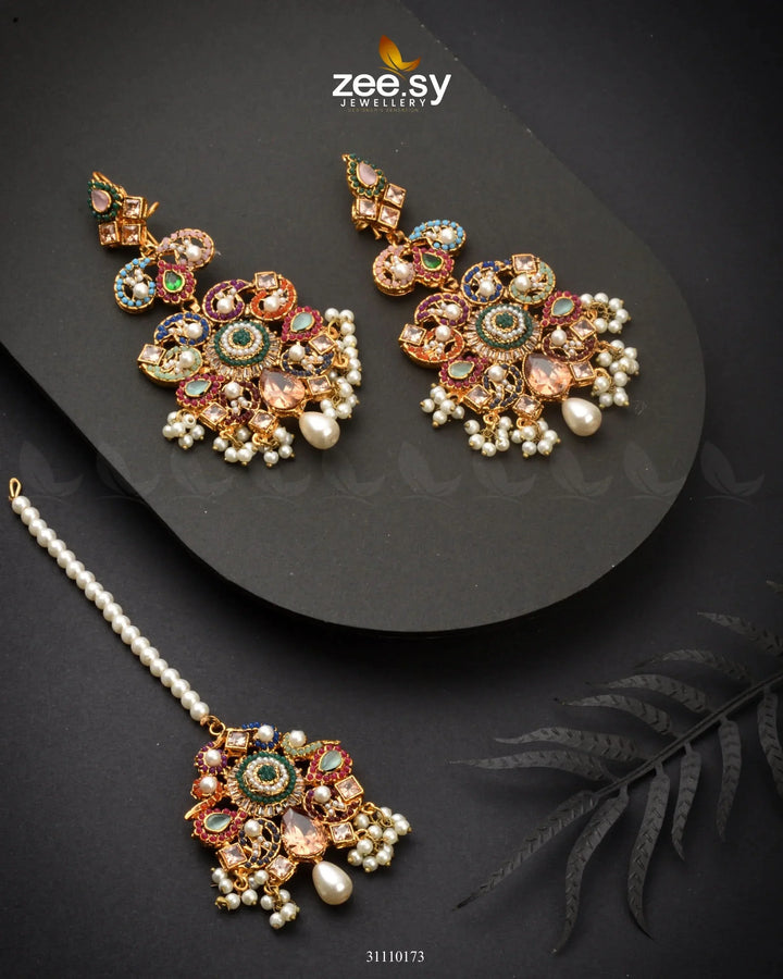 Vihana Earrings Champagne Multi Earrings - Zeesy Jewellery Pakistan | Premium Artificial & Imitation Jewellery