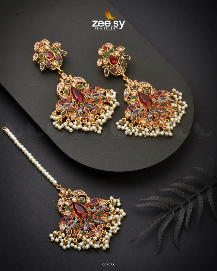 Vireo Earrings Red Multi Earrings - Zeesy Jewellery Pakistan | Premium Artificial & Imitation Jewellery