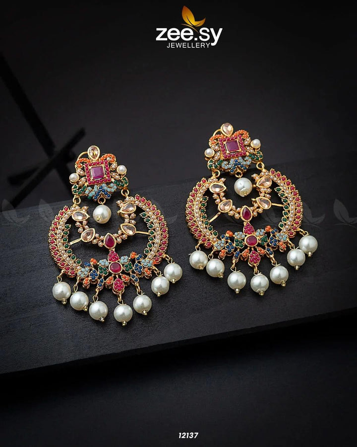 Naurattan Chandbali Earrings Red Earrings - Zeesy Jewellery Pakistan | Premium Artificial & Imitation Jewellery