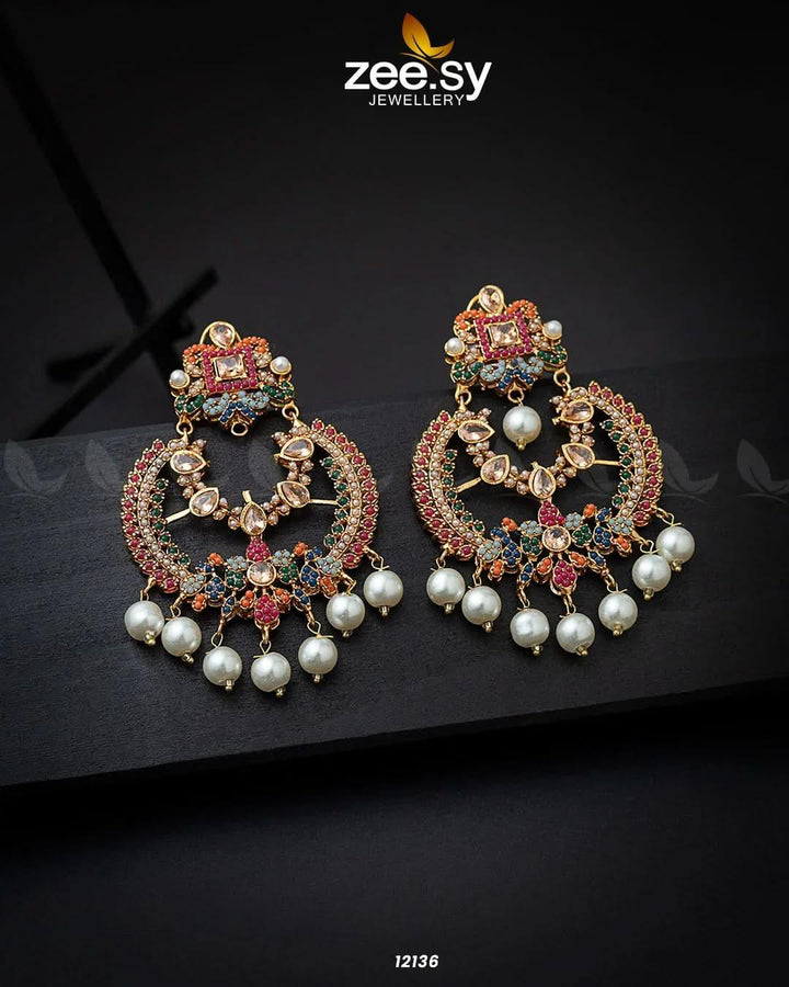 Naurattan Chandbali Earrings Champagne Earrings - Zeesy Jewellery Pakistan | Premium Artificial & Imitation Jewellery