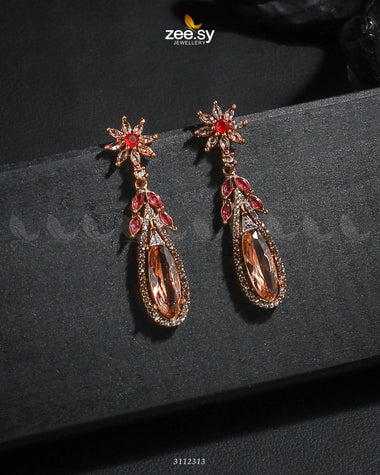 Rimsha's Earrings Champagne Ruby Earrings - Zeesy Jewellery Pakistan | Premium Artificial & Imitation Jewellery