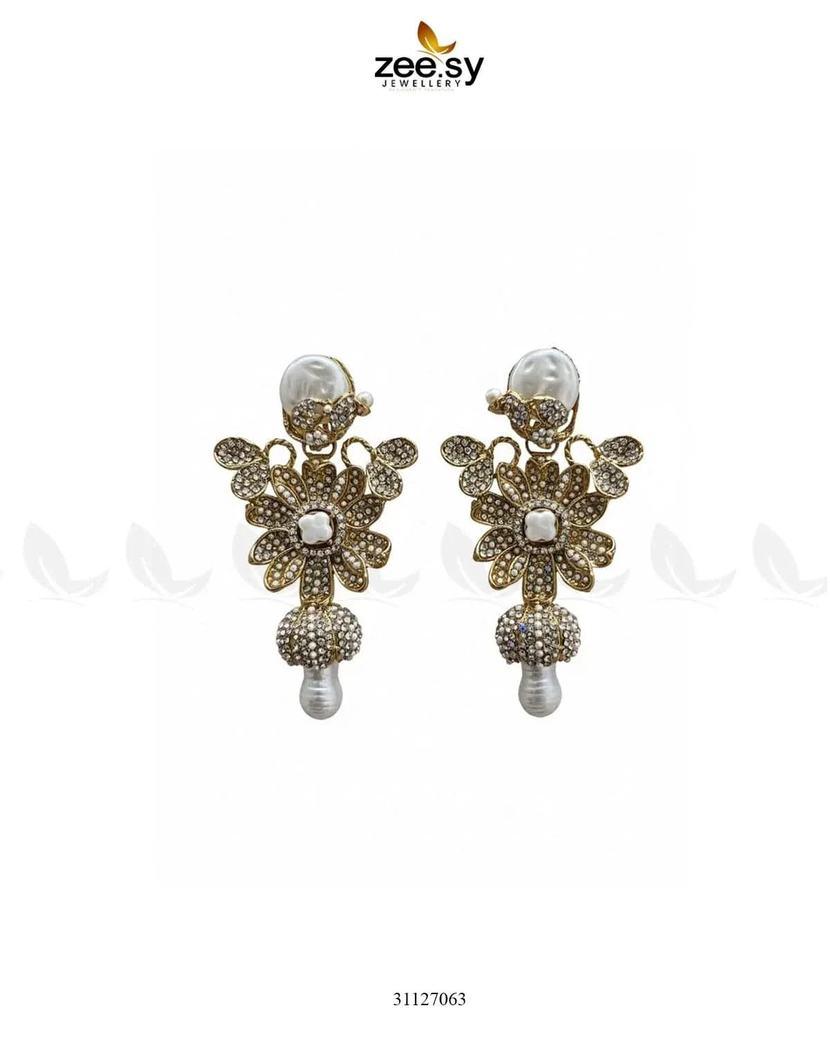 Antique Mother Pearl Turkish Earrings Earrings - Zeesy Jewellery Pakistan | Premium Artificial & Imitation Jewellery