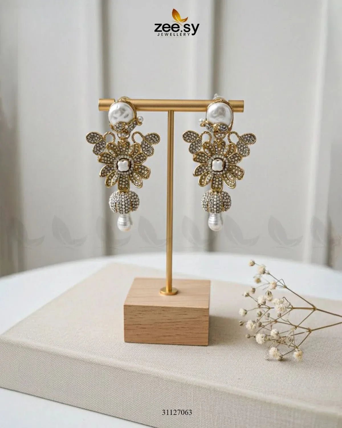 Antique Mother Pearl Turkish Earrings Earrings - Zeesy Jewellery Pakistan | Premium Artificial & Imitation Jewellery