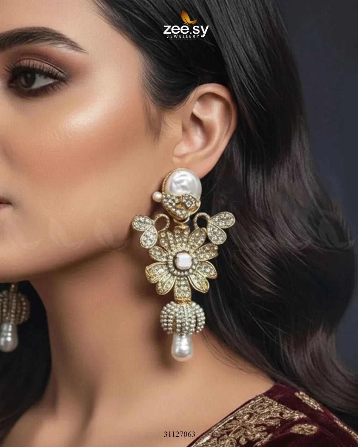 Antique Mother Pearl Turkish Earrings Earrings - Zeesy Jewellery Pakistan | Premium Artificial & Imitation Jewellery