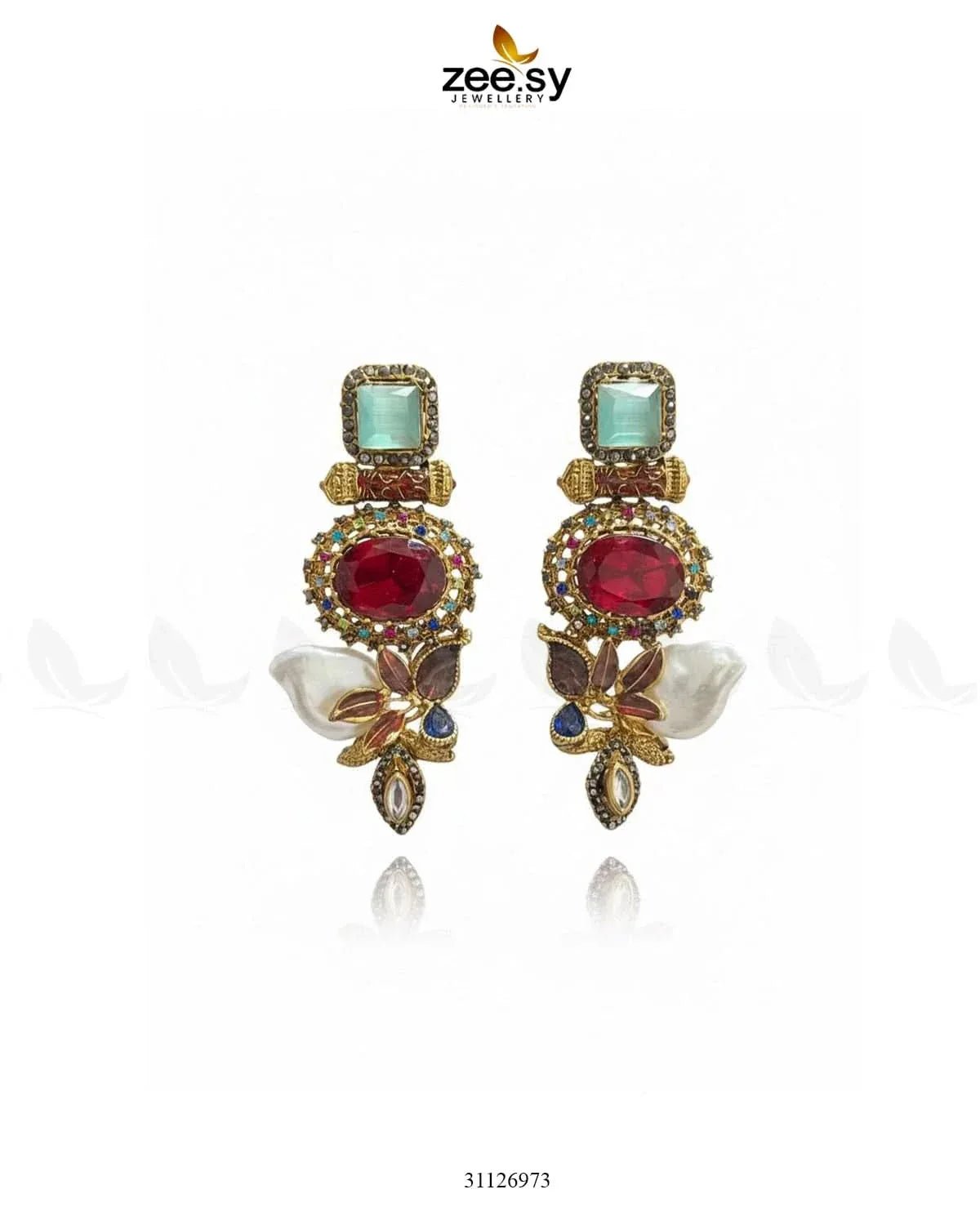 Bloom Stud Baroque Pearl Earrings Earrings - Zeesy Jewellery Pakistan | Premium Artificial & Imitation Jewellery