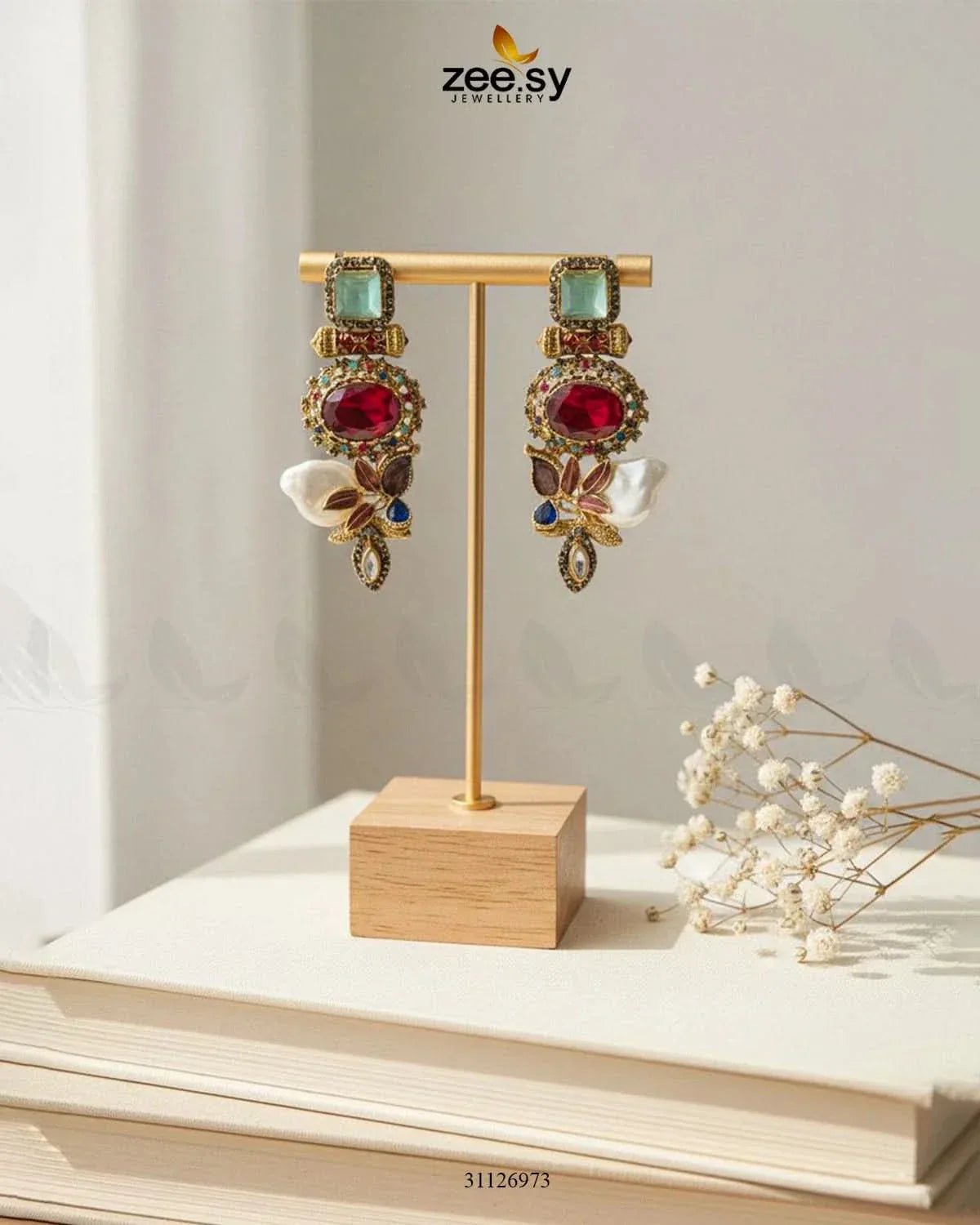 Bloom Stud Baroque Pearl Earrings Earrings - Zeesy Jewellery Pakistan | Premium Artificial & Imitation Jewellery