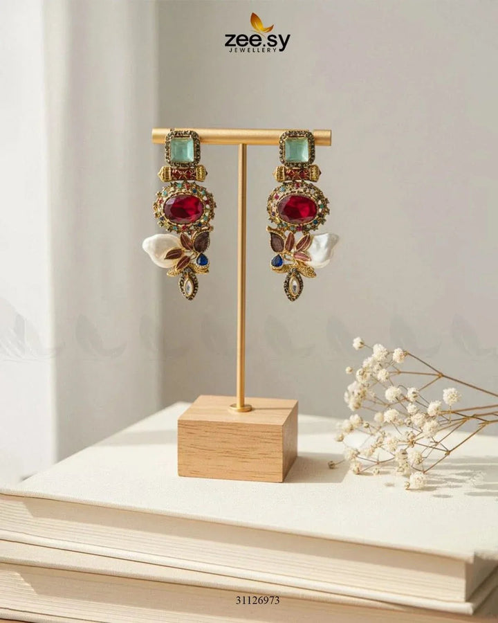 Bloom Stud Baroque Pearl Earrings Earrings - Zeesy Jewellery Pakistan | Premium Artificial & Imitation Jewellery
