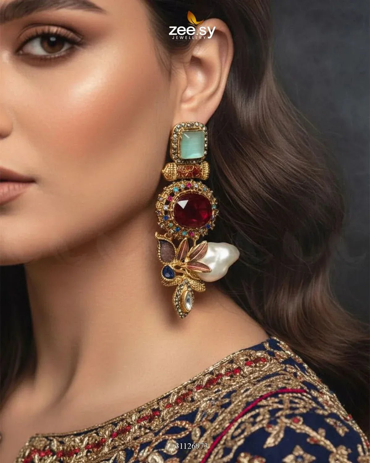 Bloom Stud Baroque Pearl Earrings Earrings - Zeesy Jewellery Pakistan | Premium Artificial & Imitation Jewellery