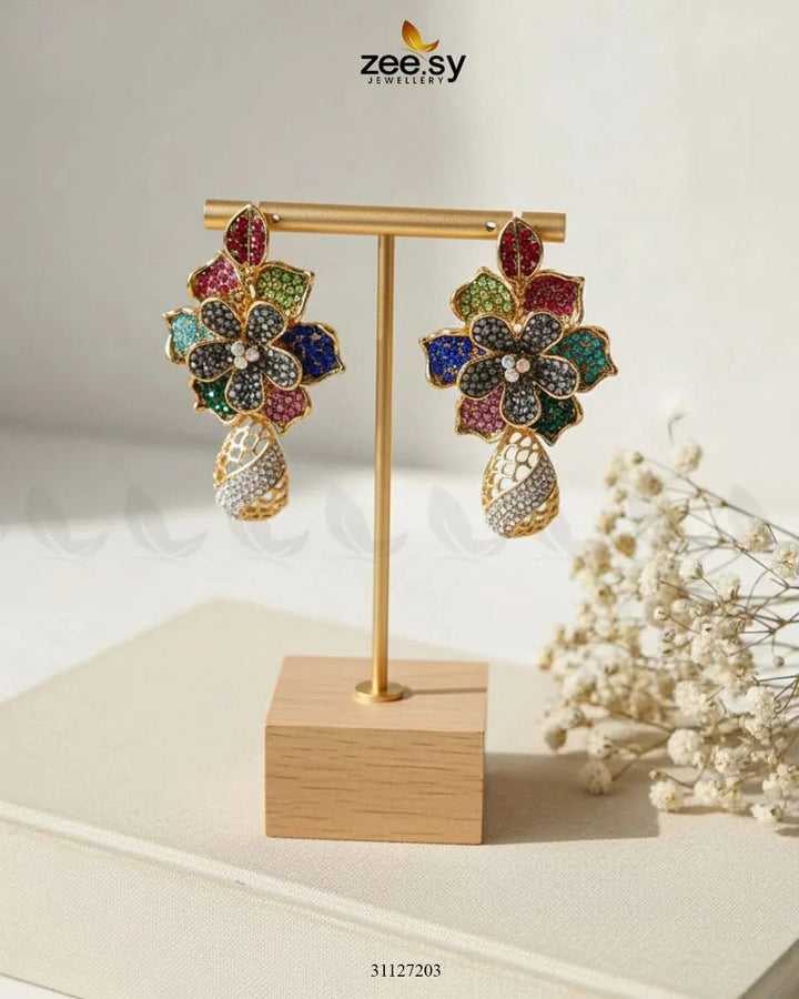 Blossom Cubic Stone Earrings Earrings - Zeesy Jewellery Pakistan | Premium Artificial & Imitation Jewellery