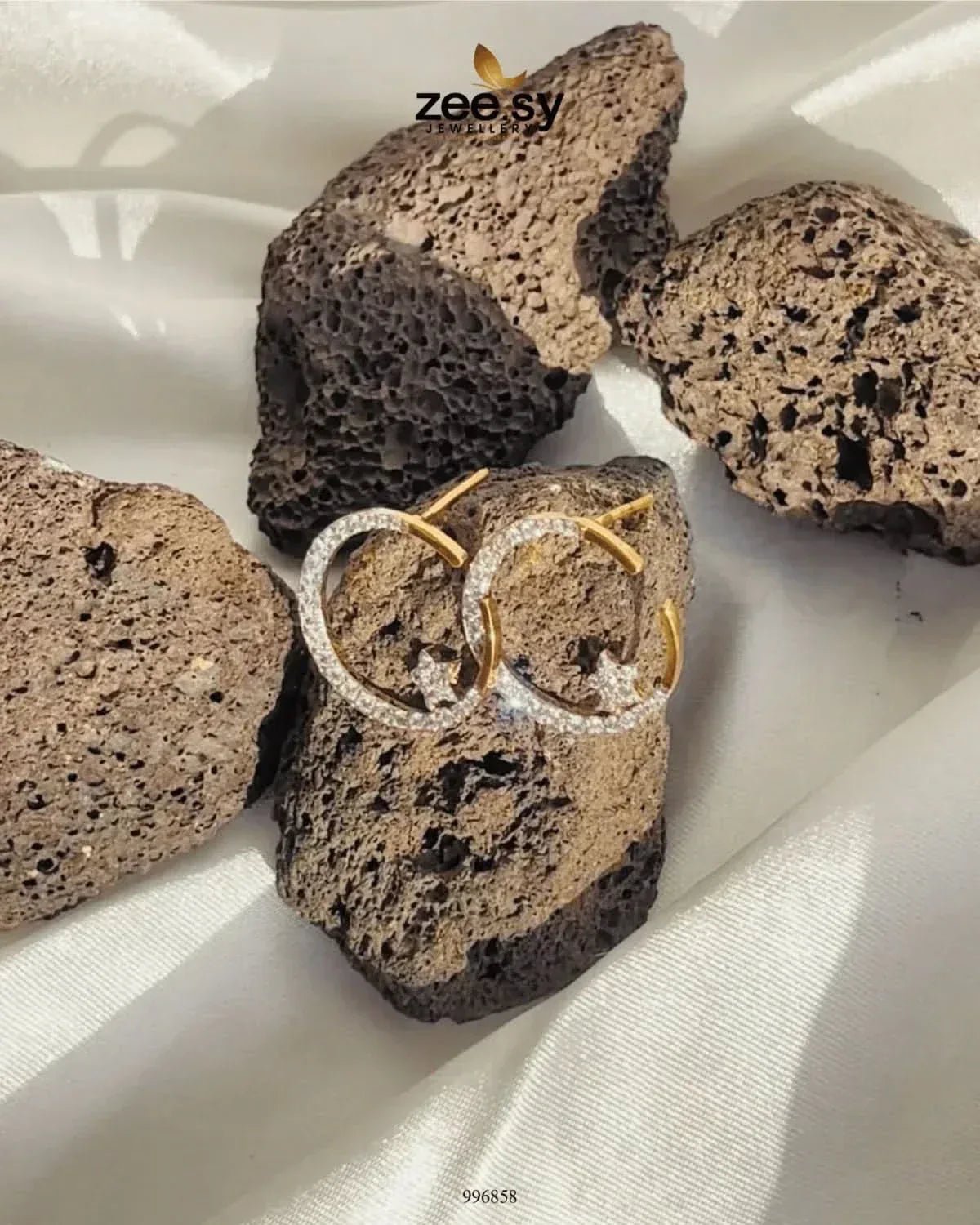 Chandi Moon Earrings - Zeesy.pk