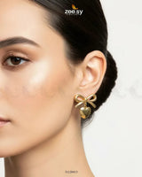 Charming Puffed Heart Bow Drops Earrings - Zeesy Jewellery Pakistan | Premium Artificial & Imitation Jewellery