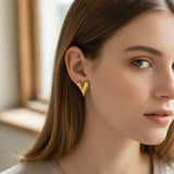Chic Gold Plated Puffed Heart Stud Earrings Earrings - Zeesy Jewellery Pakistan | Premium Artificial & Imitation Jewellery