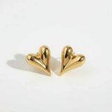 Chic Gold Plated Puffed Heart Stud Earrings Earrings - Zeesy Jewellery Pakistan | Premium Artificial & Imitation Jewellery