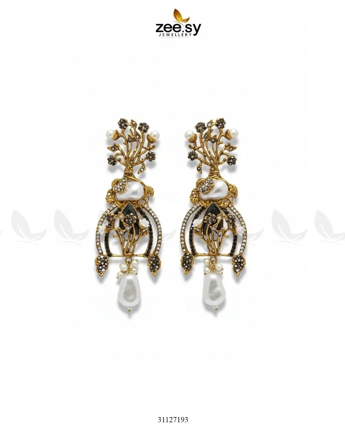 Elaborate Baroque Pearl Earrings Earrings - Zeesy Jewellery Pakistan | Premium Artificial & Imitation Jewellery