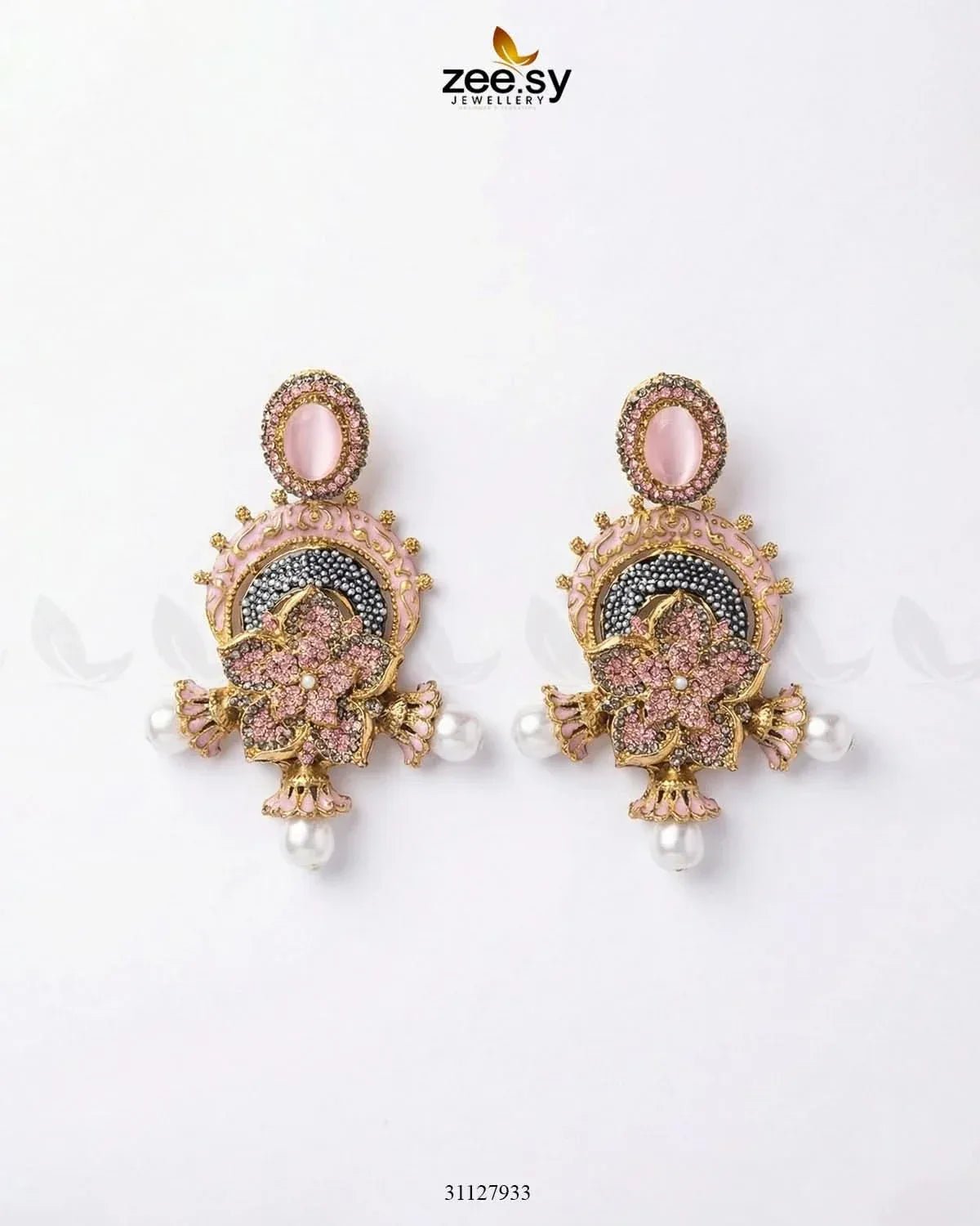 Enchanted Garden Pearl Earrings Earrings - Zeesy Jewellery Pakistan | Premium Artificial & Imitation Jewellery