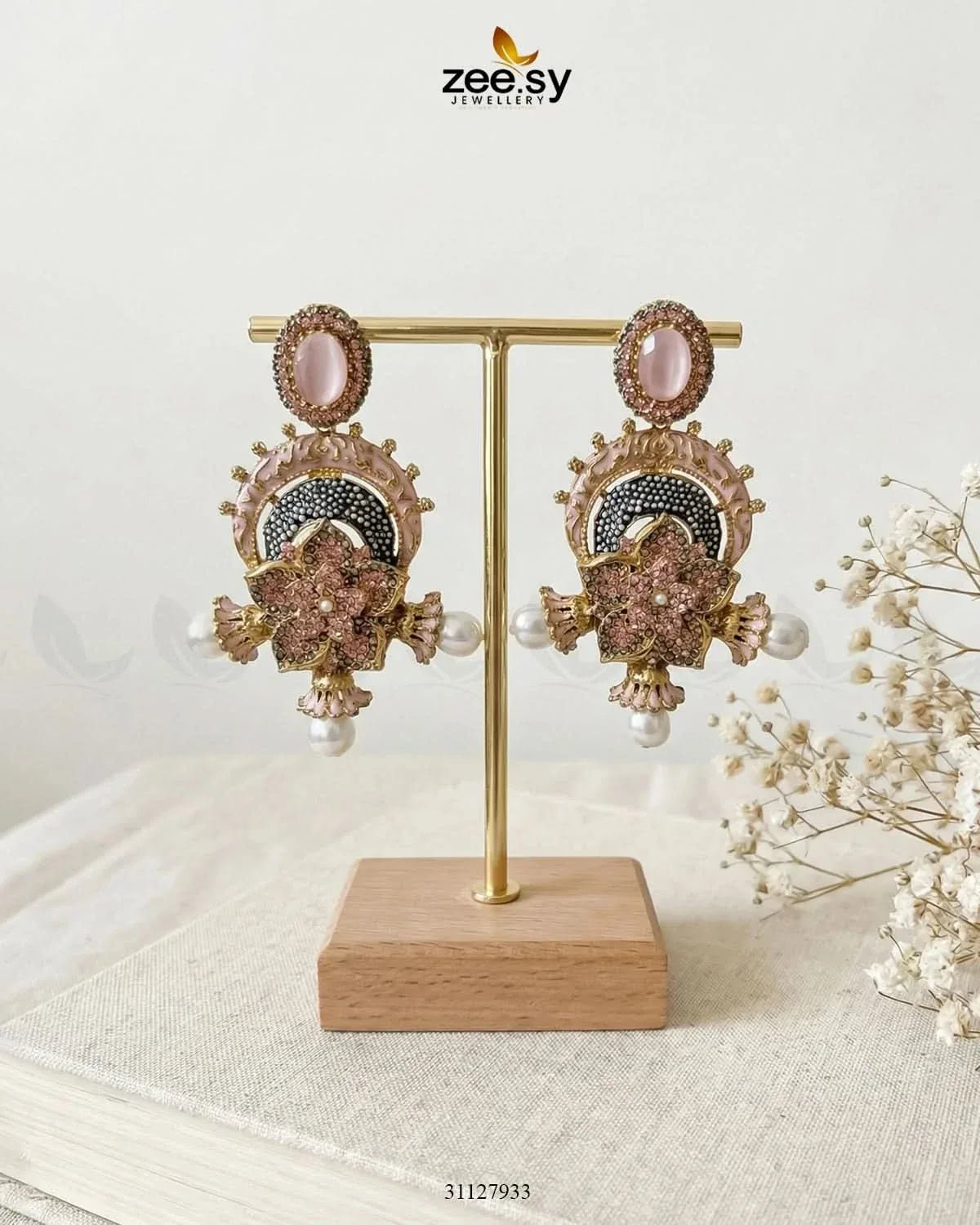 Enchanted Garden Pearl Earrings Earrings - Zeesy Jewellery Pakistan | Premium Artificial & Imitation Jewellery